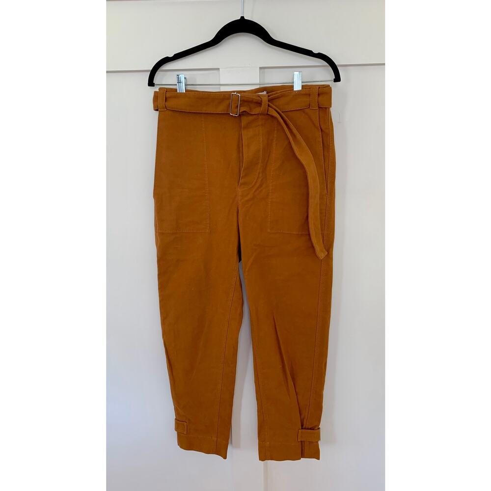 Proenza Schouler Capri Pants in Brown Belted Button Fly Pockets